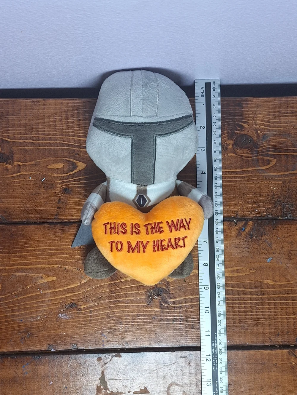 Star Wars Mandalorian Plush with Orange Heart Dog Squeaker Toy